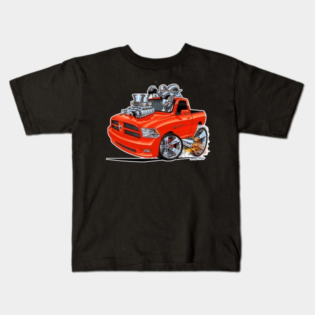 Dodge RAM ORANGE Truck Kids T-Shirt by vincecrain